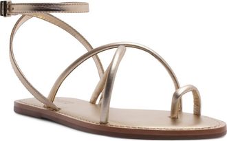 Schutz Valeria Toe Loop Ankle Strap Sandal in Prata/Platina at Nordstrom, Size 5.5