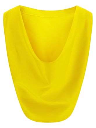 Balenciaga Draped Wool-Silk Blend Tank Top - Yellow