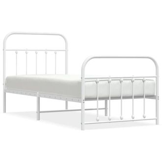 Berkfield Home Metal Bed Frame with Headboard & Footboard White 90x190 cm Single