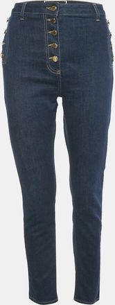 Elisabetta Franchi Dark Blue Button Detail Denim Skinny Jeans M Waist