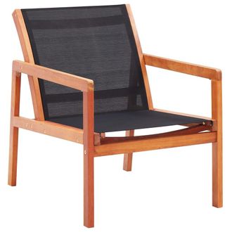 vidaXL Silla De Jard&iacute;n Madera Maciza De Eucalipto Y Textilene Negro Vidaxl