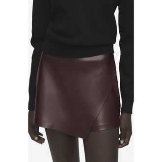 Mango Wrap Faux Leather Skort in Chocolate at Nordstrom, Size 10