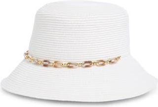 Nine West Chain Trim Hat in White at Nordstrom Rack