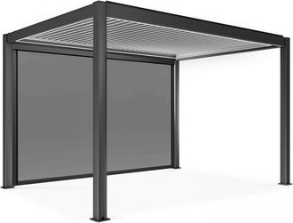 Oviala Pérgola bioclimática autoportante motorizada de 3x4m y 1 toldo