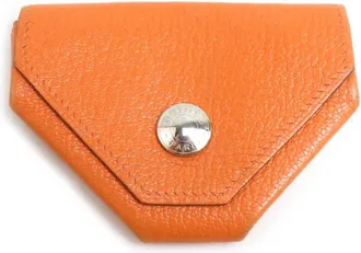 Herm&egrave;s Orange Leather Coin Purse/Coin Case (Pre-Owned)