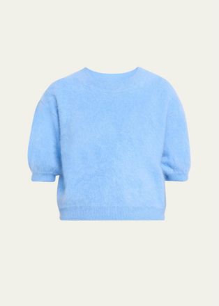 Lisa Yang Juniper Brushed Cashmere Short-Sleeve Sweater
