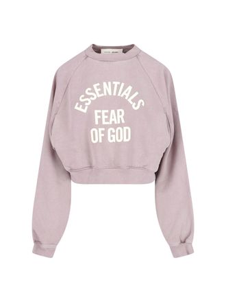 Fear of God Purple Cropped Relaxed Arched Logo Sweatshirt