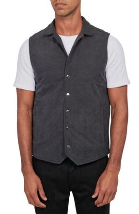 W.R.K Slim Fit Camp Collar Corduroy Snap-Up Vest in Grey at Nordstrom, Size Xx-Large