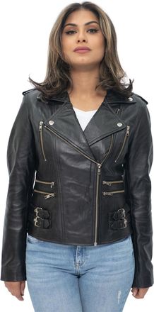Infinity Leather Womens Leather Vintage Brando Biker Jacket-Orlando