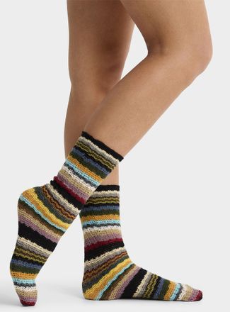 Simons Womens Striped openwork socks