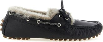 Brunello Cucinelli Black Monile Leather Loafers