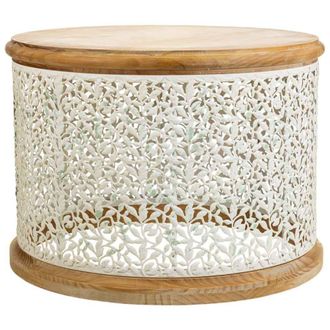 Wanderlust Deco Mesa de centro de madera y metal blanca 63.5x63.5x46.5