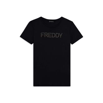 Freddy T-shirt donna con logo in strass bicolori