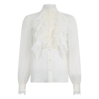 Alberta Ferretti Dames, Blouses & Shirts, Wit, Maat: S Zijde