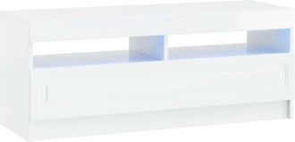 vidaXL Mueble De Tv Led Blanco Brillante Madera De Ingenier&iacute;a Vidaxl
