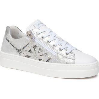 Nero Giardini Metallic Side Zip Platform Sneaker in White at Nordstrom Rack, Size 7Us / 37Eu