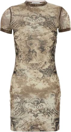 Jean Paul Gaultier Mini-jurk met print - Beige