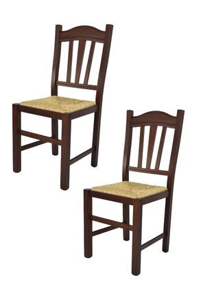 Tommychairs Tommychairs 2 Sillas Silvana En Haya Color Nuez Y Asiento De Paja
