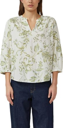 s.Oliver Druckbluse S.OLIVER, Damen, Gr. 36, wei&szlig; gr&uuml;n, Web, Obermaterial: 60% Viskose, 40% Baumwolle, gebl&uuml;mt, h&uuml;ftbedeckend, Rundhals, abgesteppte Kante, Blu