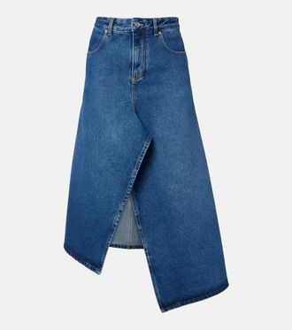 Victoria Beckham Falda midi asim&eacute;trica de denim