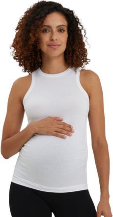Nom Maternity The Tank Ruched Maternity Rib Tank in White at Nordstrom, Size X-Small