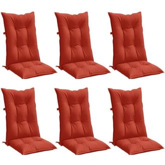 vidaXL Cojines Silla Respaldo Alto 6 Uds Tela Rojo Melange 120x50x7 Cm Vidaxl