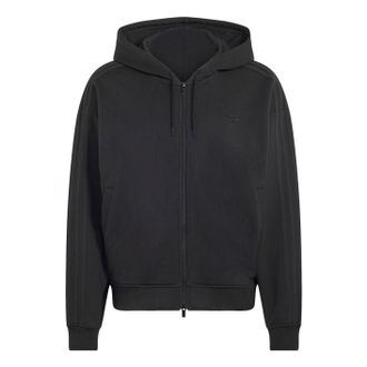 adidas Oversized Zip-Up Hoodie Asia Sizing Black LC8115