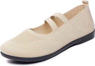 Generic Womens Slip on Loafer Size 6.5, Mesh Breathable Ballet Flat Walking Sneakers, Knit Round Toe Tennis Workout Sneakers Comfortable Lightweight Casual Sh