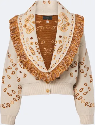 Alanui Cardigan Bandana in lana e cashmere jacquard
