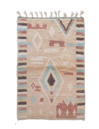 AFK Living Alfombra peque&ntilde;a bereber marroqu&iacute; de lana multicolor 97 x 152 cm