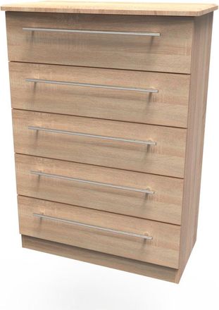 Welcome Furniture Sofia Ready Assembled Chest of Drawers with 5 Drawers - Bardolino Oak - Welcome Furniture | TJ Hughes