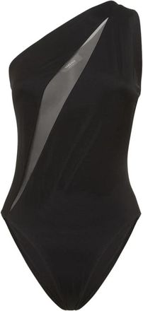 Versace Slashed One-Piece Badpak - Dames - Badpakken - Zwart - S - Leer - Badmode
