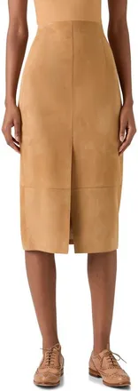 Akris Front Slit Suede Pencil Skirt in Camel at Nordstrom, Size 8