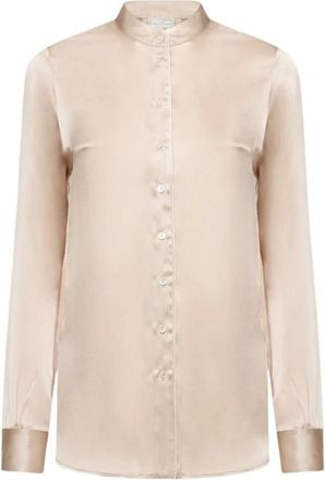 Pierre-Louis Mascia Adanagum Lange Mouwen Zijden Overhemd - Dames - Overhemden - Beige - XS - Leer - Overhemden