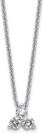 Diamond2Deal 14K Gold 1/4 Ct Lab Grown Diamond 3 Stone Pendant Necklace 18
