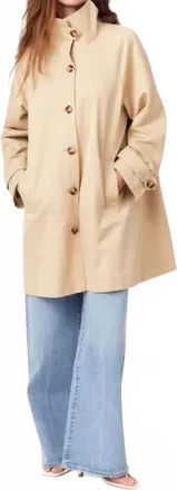Habitual High Neck Trench Coat In Khaki