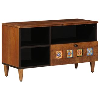 vidaXL Mueble De Tv Nogal 80 X 33 X 46 Cm Madera De Mango Maciza Vidaxl