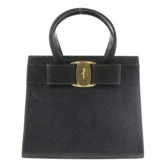 Ferragamo Pre-owned Handbags, female, Black, Size: ONE SIZE Pre-owned Leather Handbag