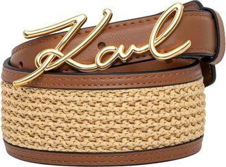 Karl Lagerfeld K/Signature Riem - Dames - Riemen - Beige - 75 CM - Leer - Accessoires