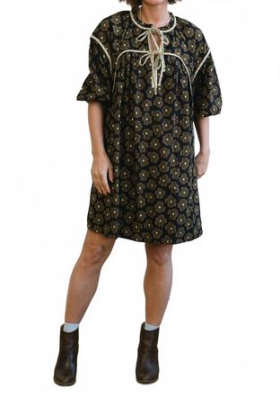 Merci Penny Dress In Black/green