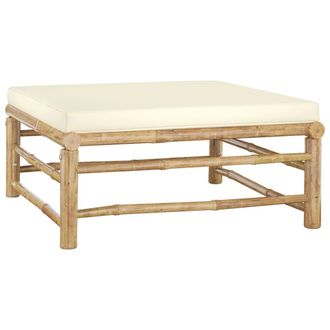 vidaXL Set De Muebles De Jard&iacute;n 6 Piezas Bamb&uacute; Y Cojines Blanco Crema Vidaxl