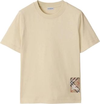Burberry Check EKD Label Cotton T-Shirt, Size Medium