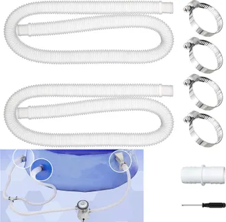 OEM Tubo Per Piscina Da 2 Pezzi, Tubo Per Piscina Fuori Terra Con 4 Fascette Metalliche, Tubi Di Ricambio Per Piscina, Per Piscine Fuori Terra (bianco)