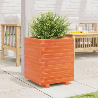 Berkfield Home Beautiful Garden Planter Wax Brown 40x40x49.5 cm Solid Wood Pine
