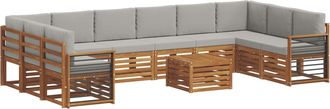 vidaXL Conjunto De Sof&aacute;s De Exterior 11 Uds. Gris Natural Y Claro Vidaxl