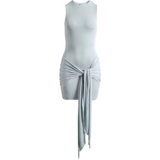 SKIMS Cupro Jersey Wrap Minidress in Pearl at Nordstrom, Size Xx-Small