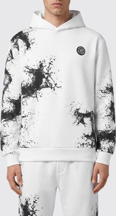 Plein Sport Felpa in cotone con cappuccio, stampa astratta e logo Hexagon