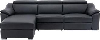 VENTE-UNIQUE.COM Sofá rinconera piel 5 plazas negro 284x175cm