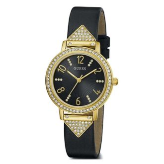 Guess Elegante Dames Quartz Horloge Goud Leer - Dames - Horloges - Geel - ONE Size - Leer - Accessoires