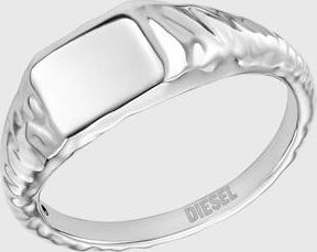 Diesel Stainless Steel Signet Ring - Rings - Unisex - Silver